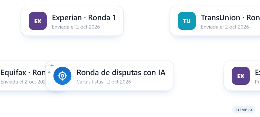 Rondas de disputa por buró y el botón de ronda con IA (ejemplo).